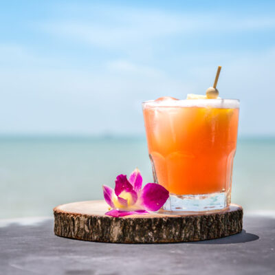 Mai Tai drink on beach bar. Close up of alcoholic drink. Mai Tai drink on beach bar. Close up of alcoholic drink.